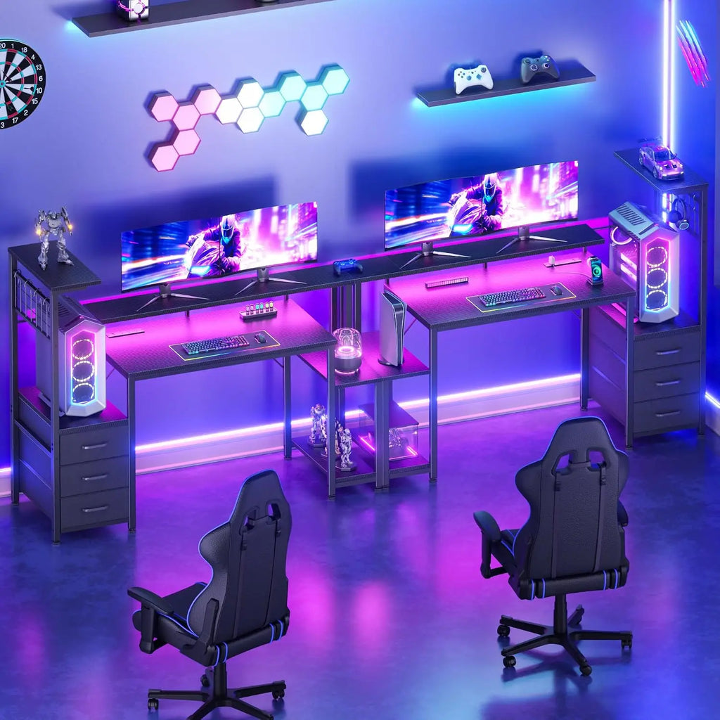 Bureau gaming 48 pouces LED et rangements – CLEVI Paris