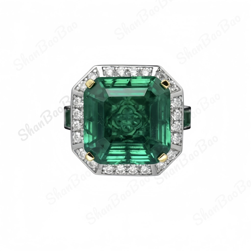 Bague Alliance Émeraude Argent 925 Diamant 12ct – CLEVI Paris