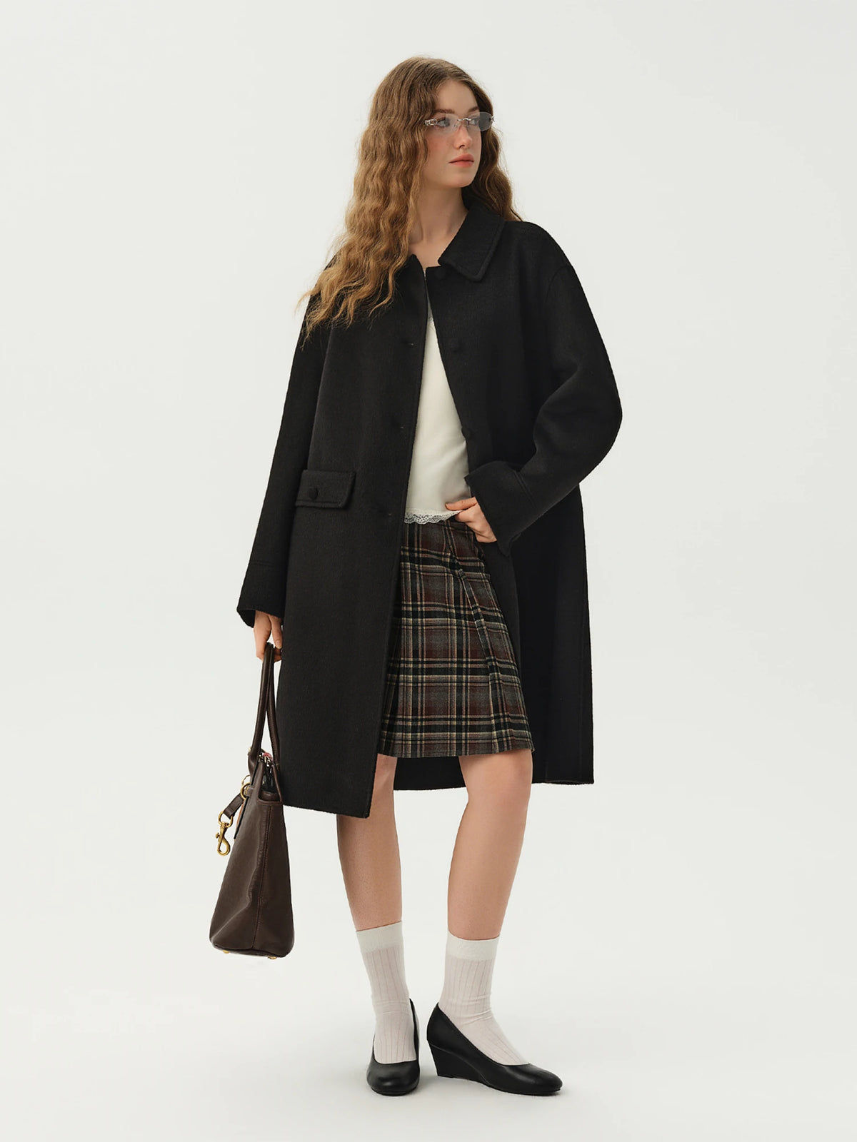 Manteau femme DUSHU laine double face trapèze – CLEVI Paris
