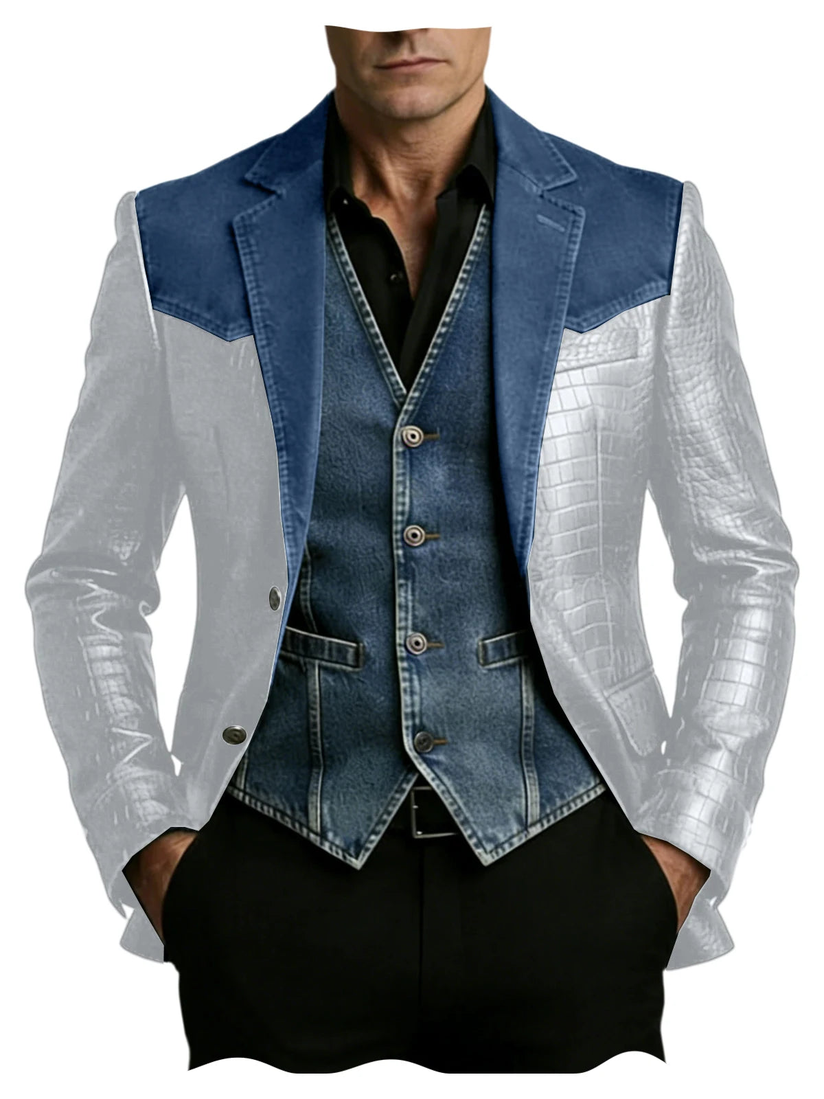 Blazer homme en cuir et polyester – CLEVI Paris