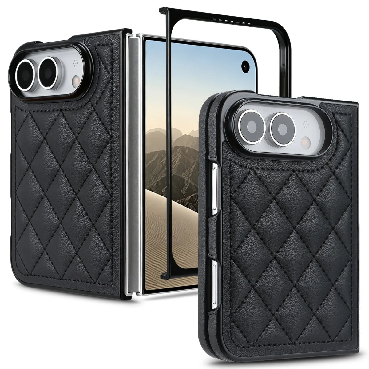 Coque iPhone Duo en simili cuir quadrillé – CLEVI Paris