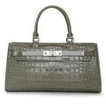 Sac Baguette Femme Cuir Croco Brillant Verrou Argenté Gris – CLEVI Paris