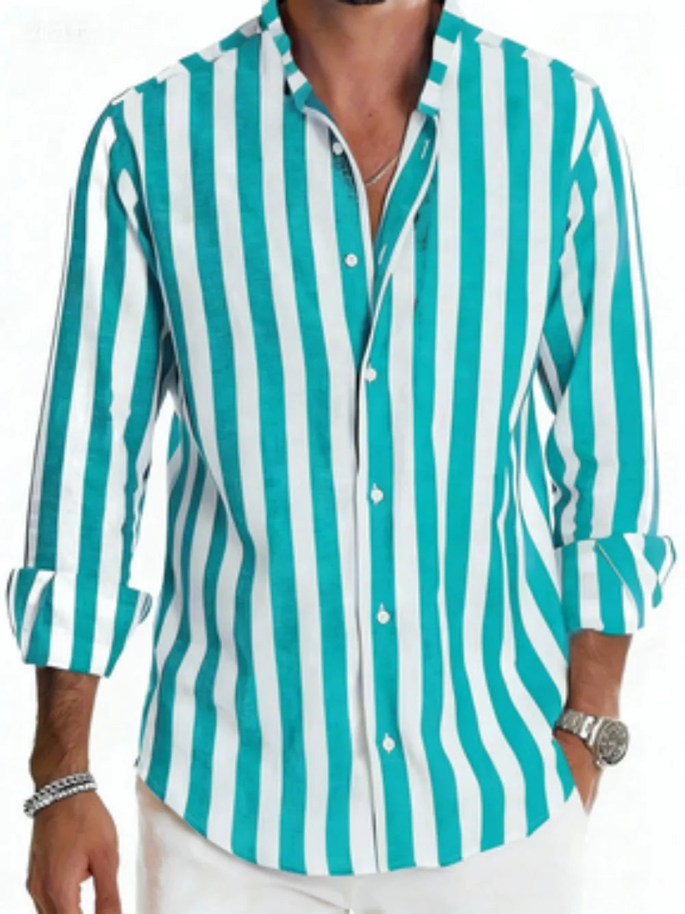 Chemise homme rayée à manches longues – CLEVI Paris