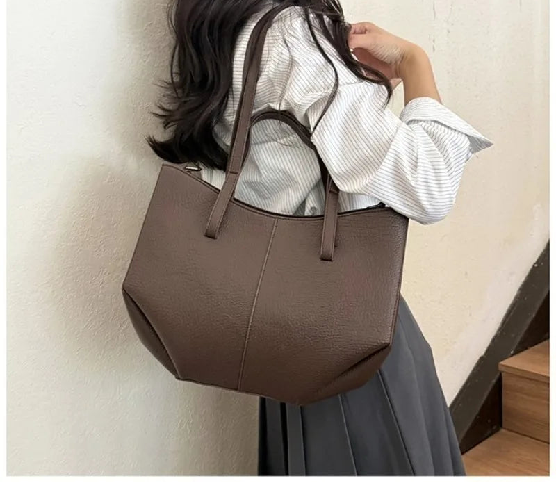 Grand Sac Cabas Femme Simili Cuir Anse Large Fermeture Aimantée – CLEVI Paris