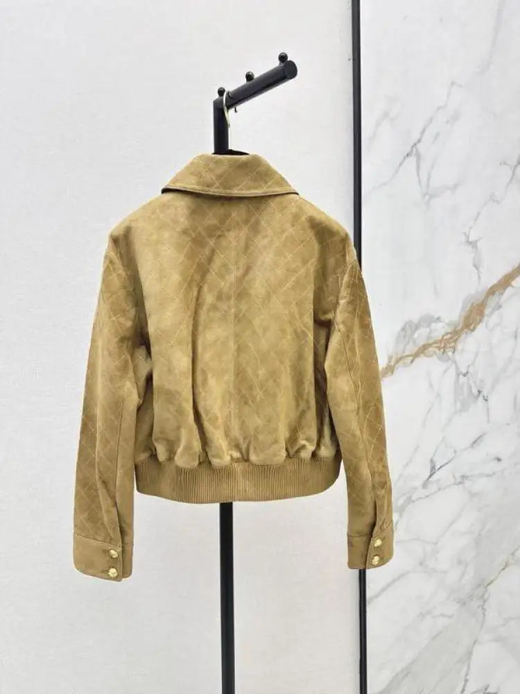 Veste femme effet suédé à motif losanges – CLEVI Paris