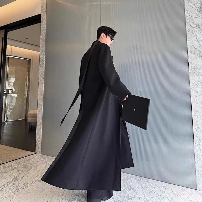 Trench extra-long noir homme – CLEVI Paris