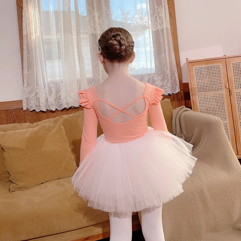 Robe tutu de danse fille à manches longues – CLEVI Paris
