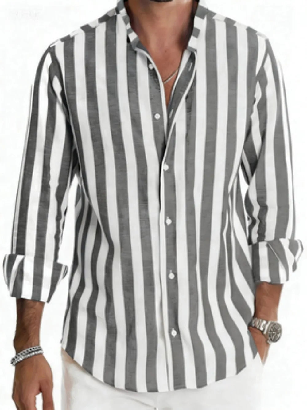 Chemise homme rayée à manches longues – CLEVI Paris