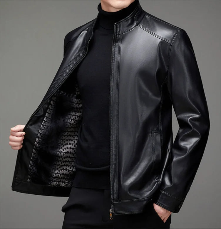 Veste homme en cuir zippée, noir ou café – CLEVI Paris
