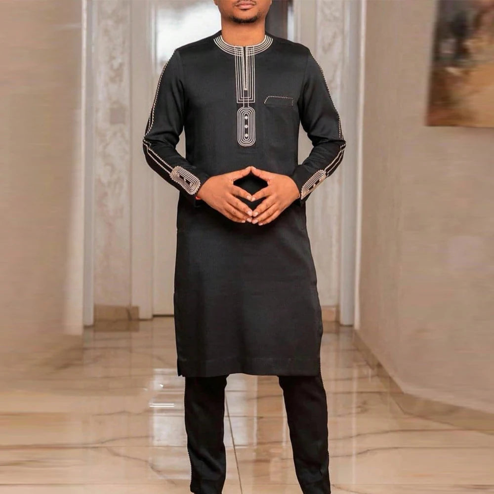 Ensemble Deux Pièces Kaftan Homme Brodé – CLEVI Paris