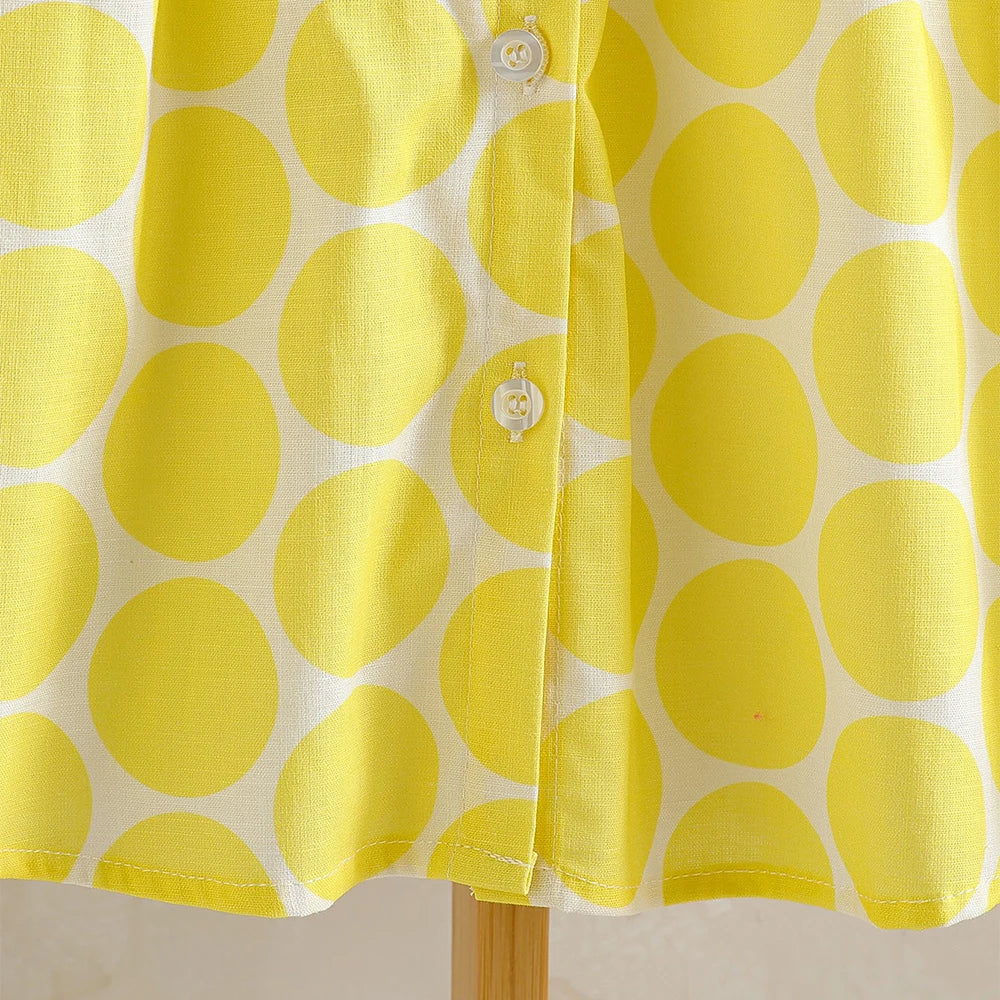 Robe été fille en coton à pois et col Claudine – CLEVI Paris