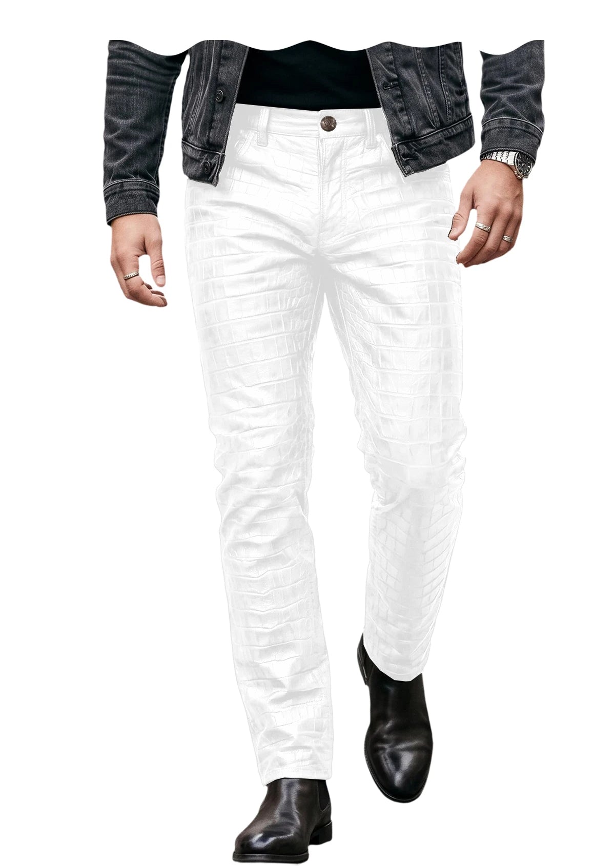 Pantalon effet cuir crocodile homme – CLEVI Paris