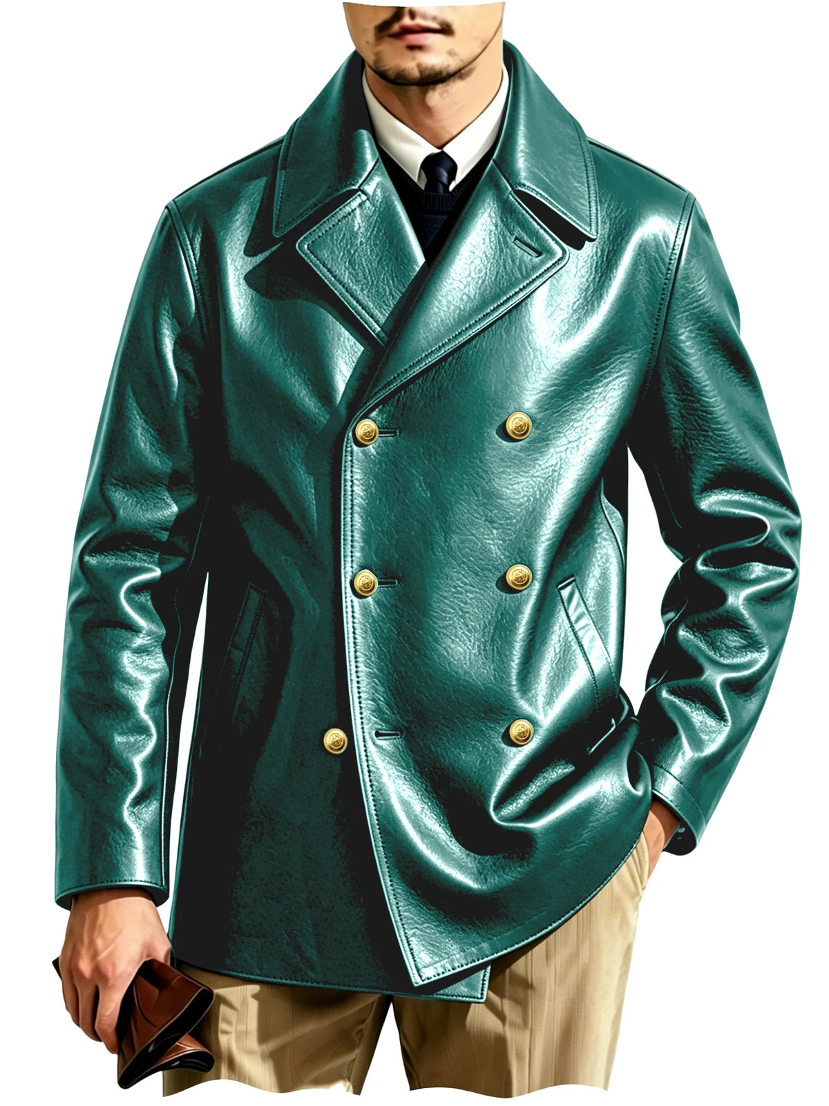 Blazer croisé effet cuir homme – CLEVI Paris