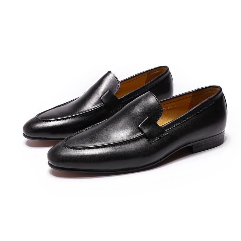 Loafer Cuir Véritable Homme Peint à la Main Slip-On Mariage & Business – CLEVI Paris