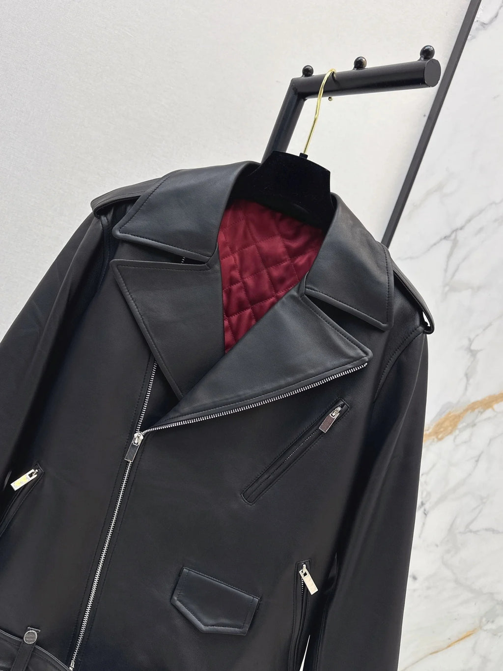 Blouson biker femme en cuir noir – CLEVI Paris