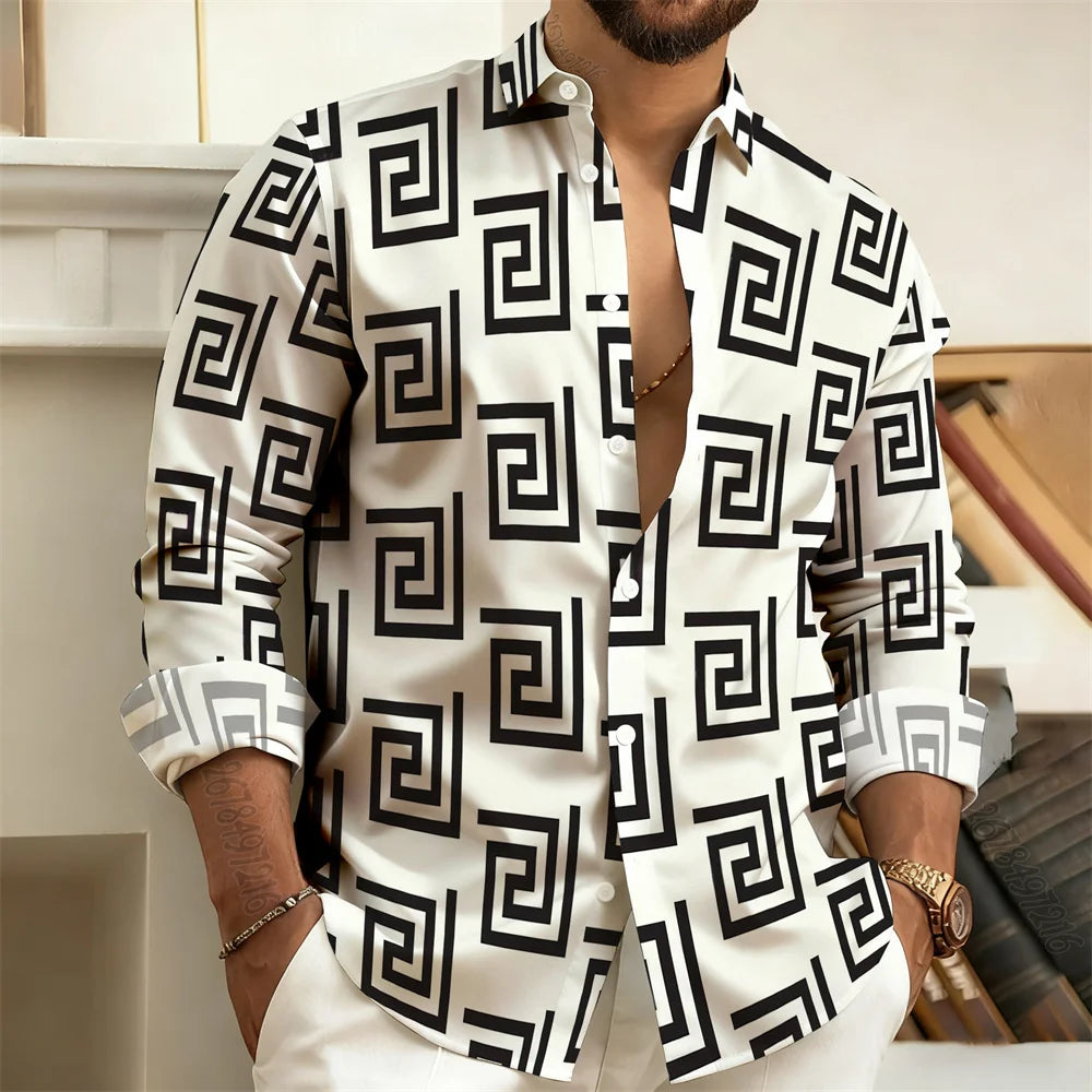Chemise imprimée homme manches longues – CLEVI Paris
