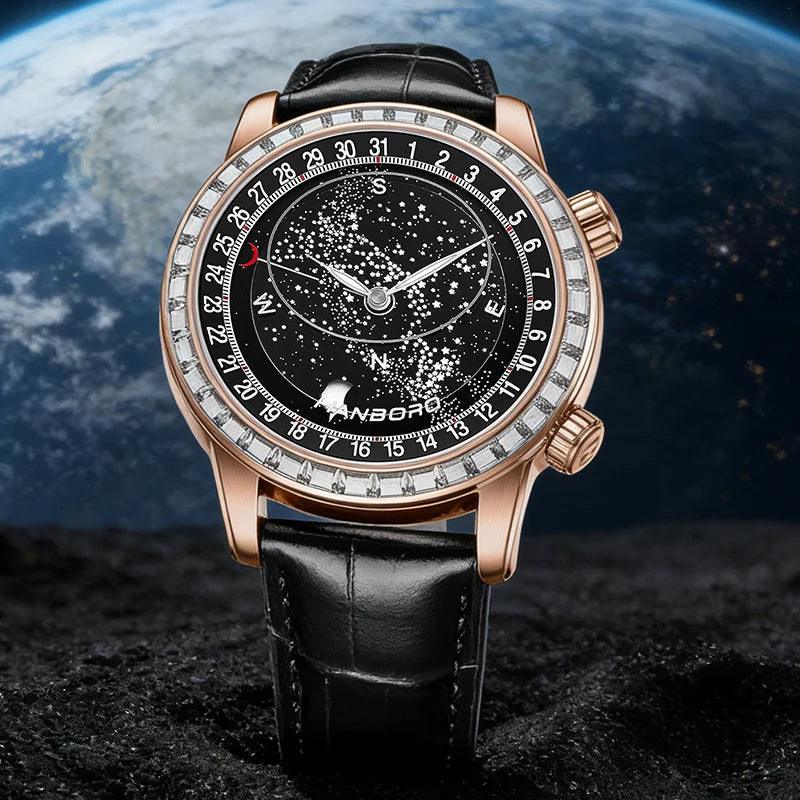 Montre Homme Automatique HANBORO Starry Sky – Étanche Lumineuse Acier Inoxydable – CLEVI Paris