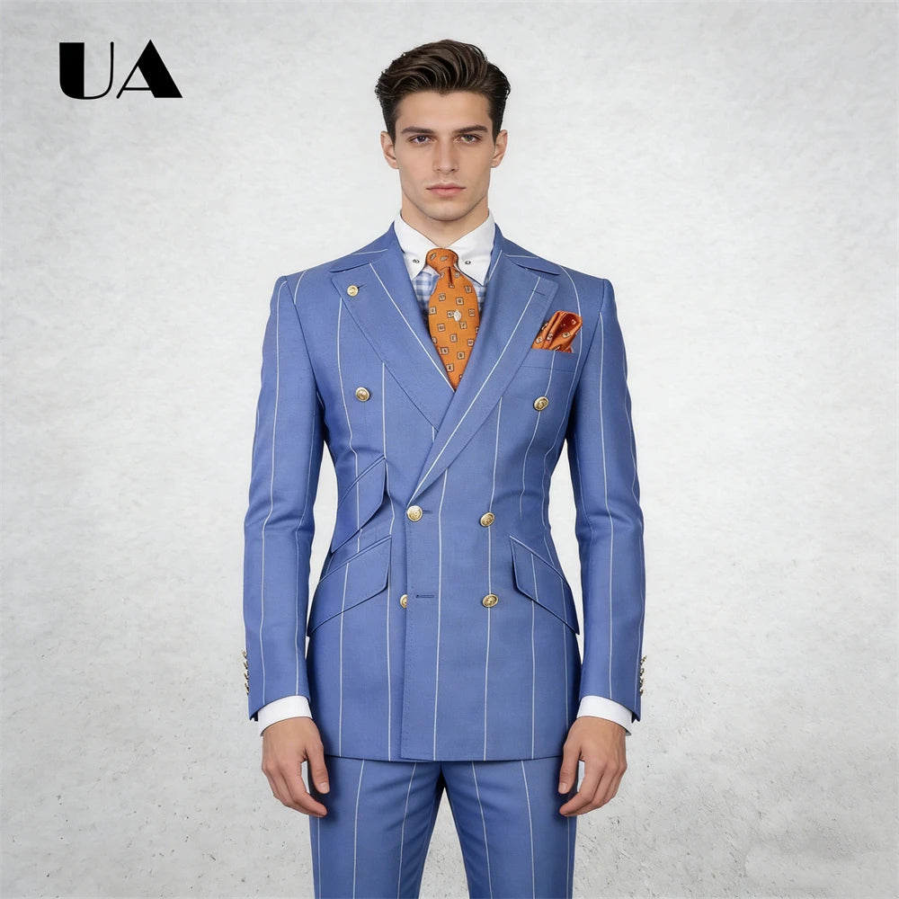 Costume Homme Bleu à Carreaux 2 Pièces – CLEVI