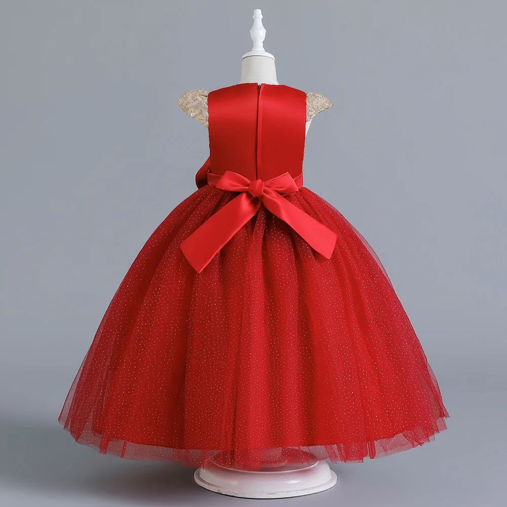 Robe longue de cérémonie fille avec nœud – CLEVI Paris