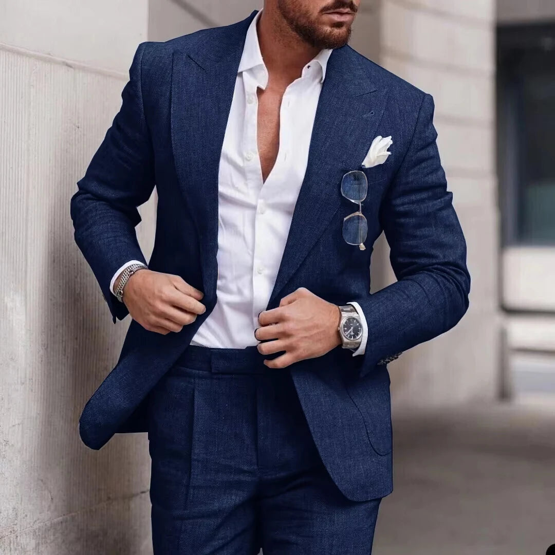 Costume Lin Homme 2 Pièces Coupe Ajustée – CLEVI Paris