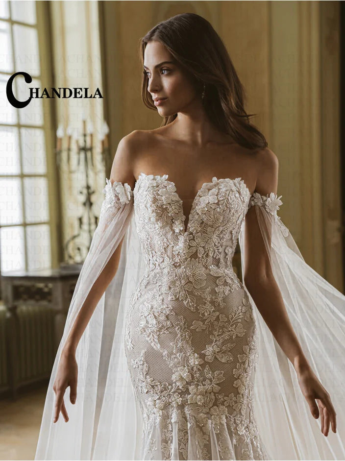 Robe de mariée sirène en tulle col cœur – CLEVI Paris