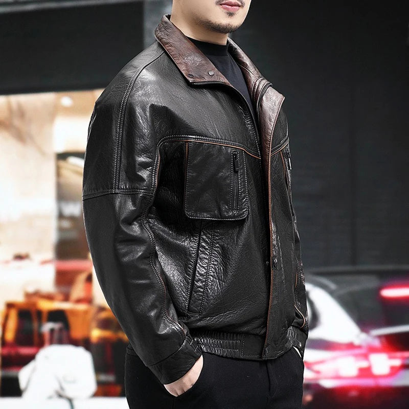 Blouson homme en cuir de vachette noir – CLEVI Paris