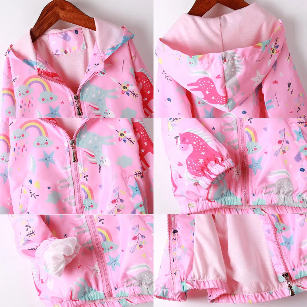 Veste fille à capuche imprimée zippée – CLEVI Paris