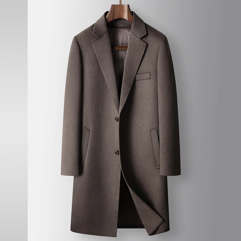 Manteau long homme en laine mélangée – CLEVI Paris