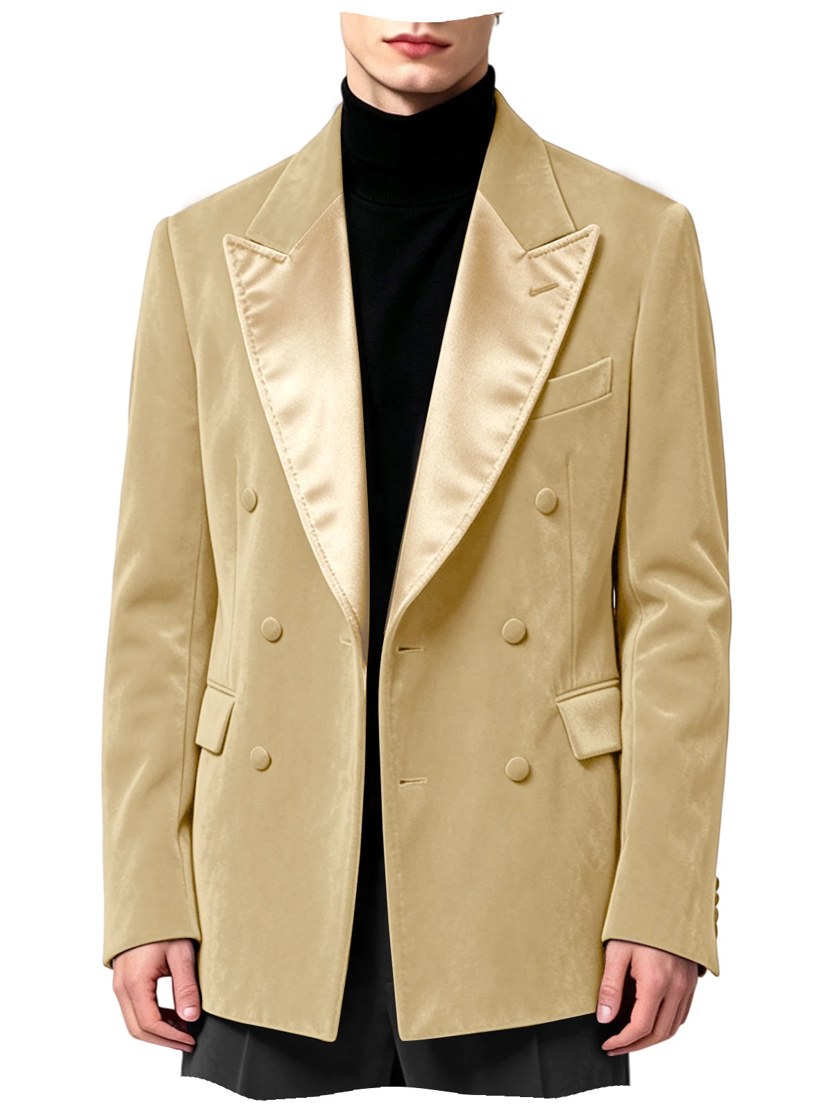 Blazer homme velours croisé à revers satinés – CLEVI Paris