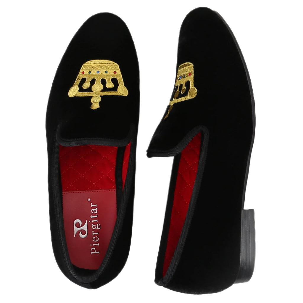 Loafers Velours Broderie Couronne Homme – CLEVI Paris