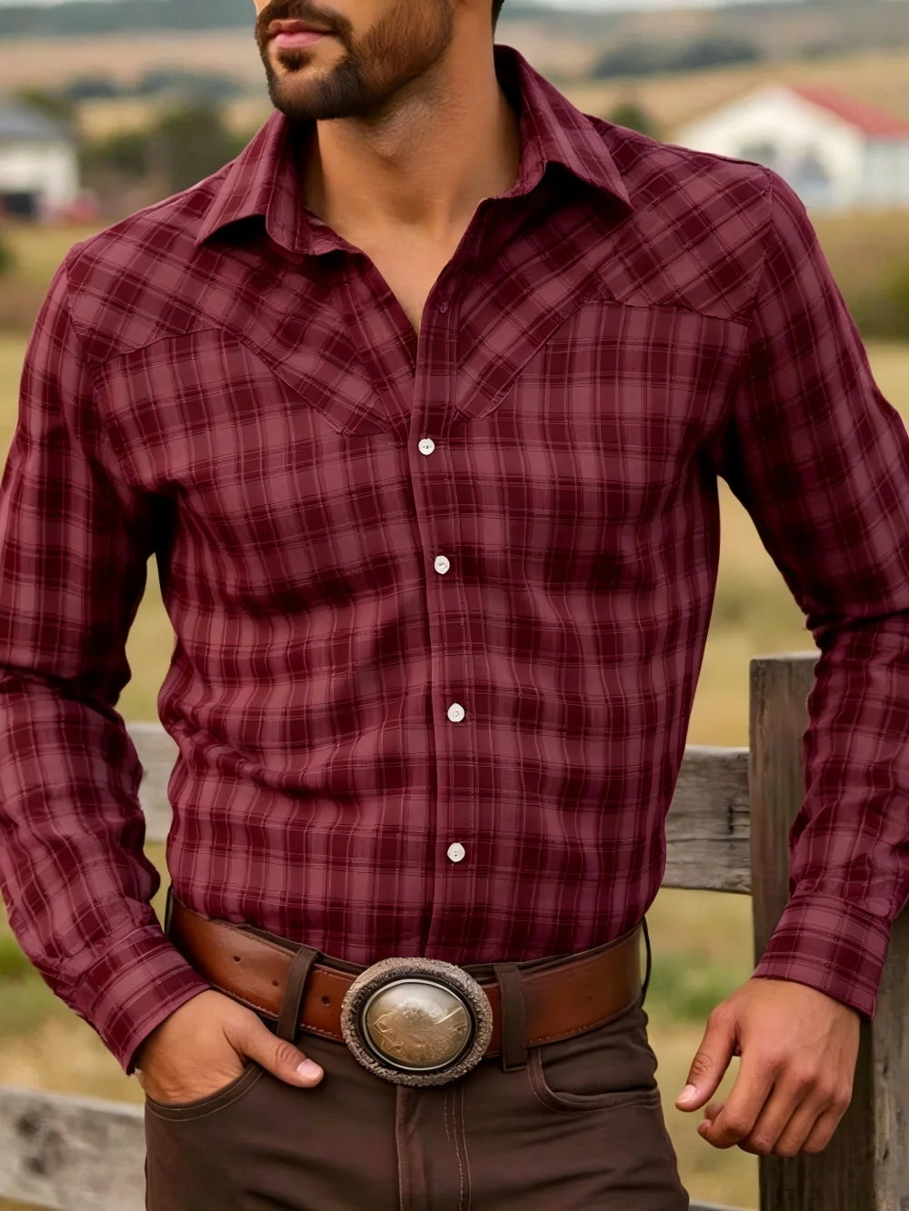 Chemise homme à carreaux manches longues – CLEVI Paris
