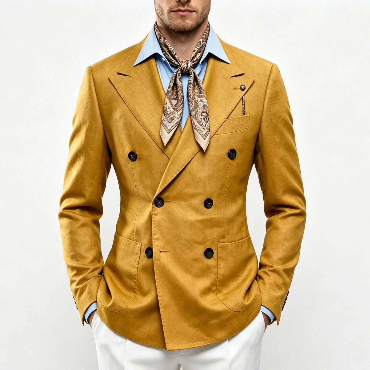 Blazer croisé lin et coton homme – CLEVI Paris