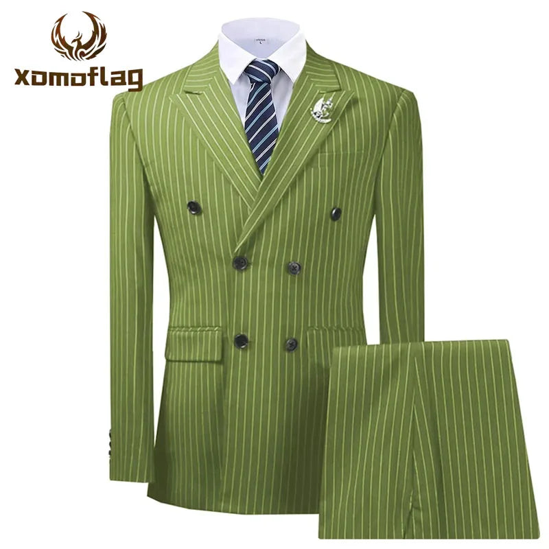 Costume 2 pièces homme rayé double boutonnage – CLEVI Paris
