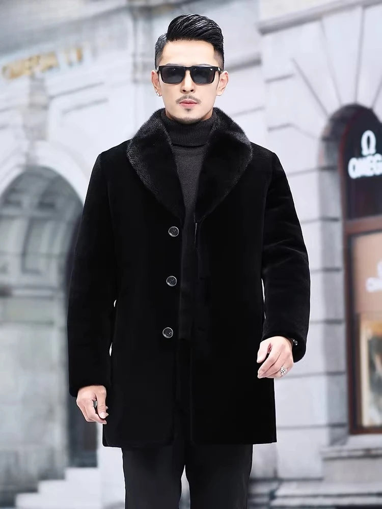 Manteau homme noir à col large – CLEVI Paris