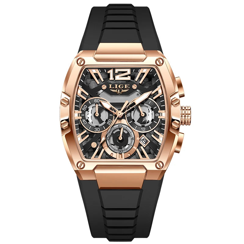 Montre Quartz Homme LIGE LG89206 – Chronographe Sport Militaire, Silicone & 6 Coloris
