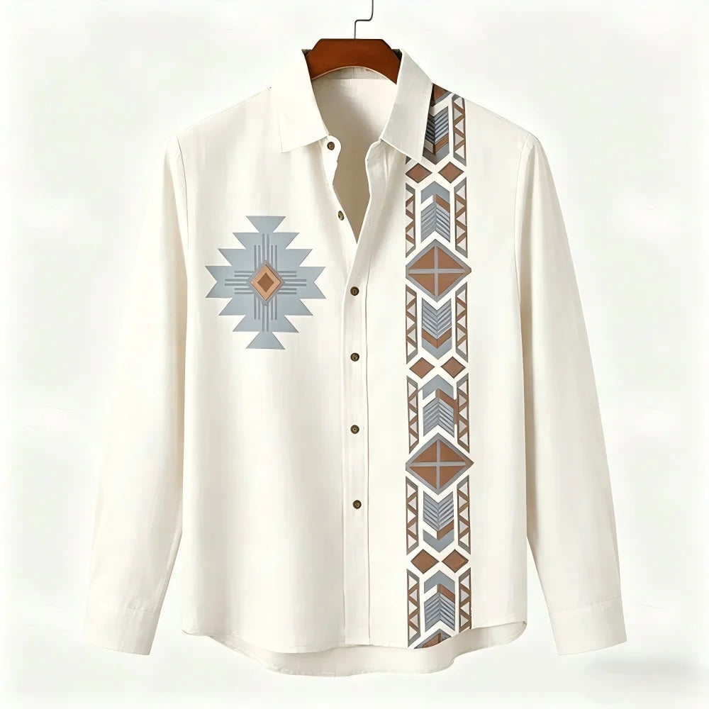 Chemise homme en lin imprimée – CLEVI Paris