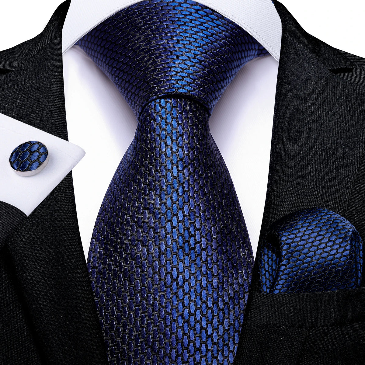Coffret cravate homme à pois, pochette et boutons – CLEVI Paris