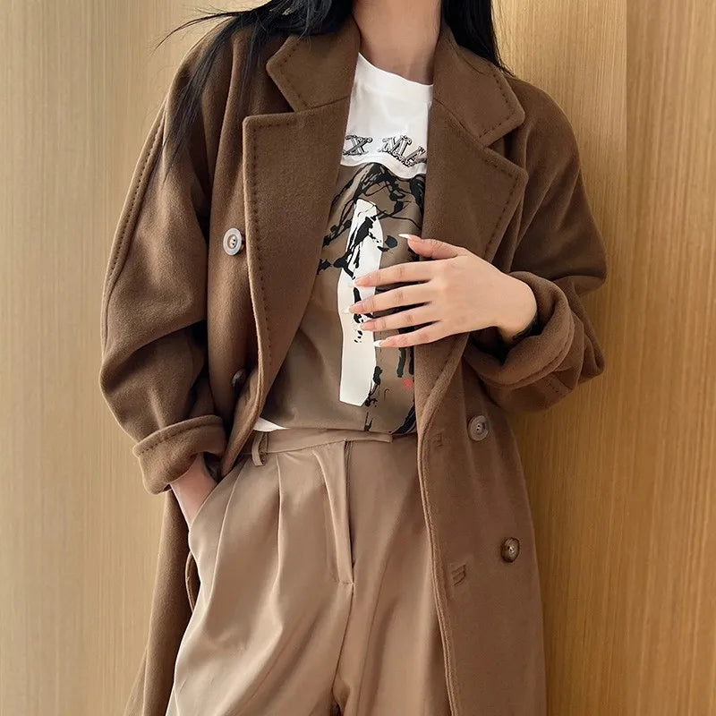 Manteau femme laine et cachemire croisé – CLEVI Paris