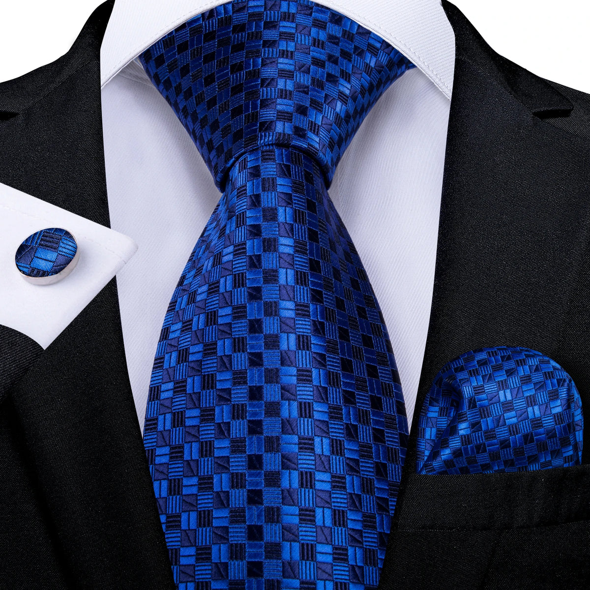 Coffret cravate homme à pois, pochette et boutons – CLEVI Paris