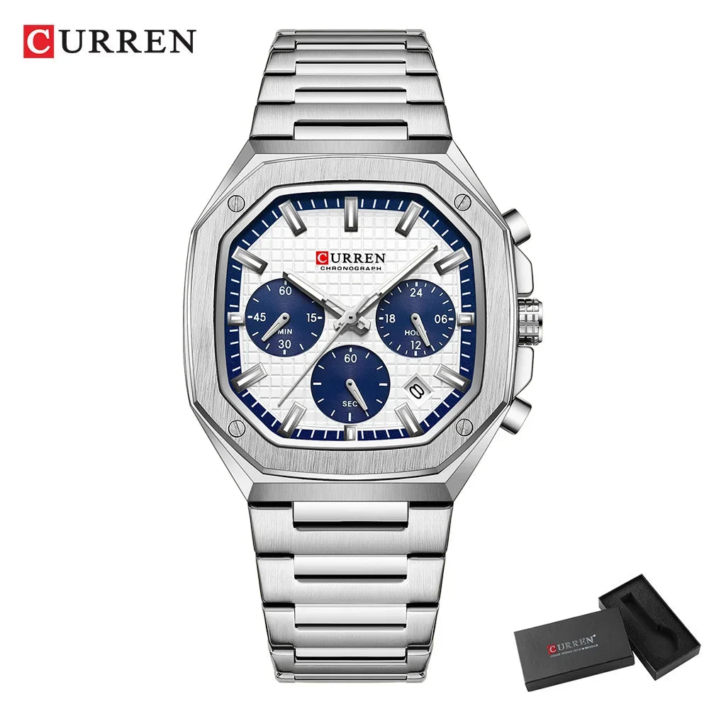 Montre Quartz Homme CURREN 8459 – Sport Luxe, Acier Inoxydable & Étanche | 8 Coloris