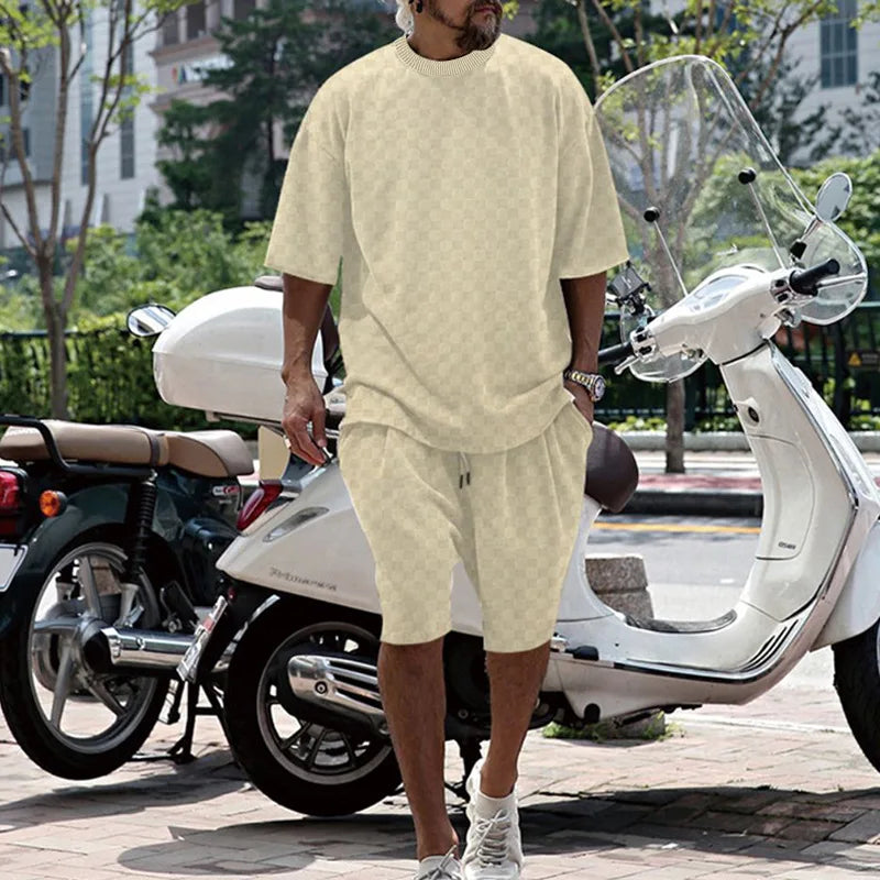 Ensemble homme t-shirt ample et short à carreaux – CLEVI Paris