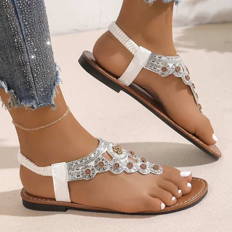 Sandales femme bohèmes à bride élastique – CLEVI Paris