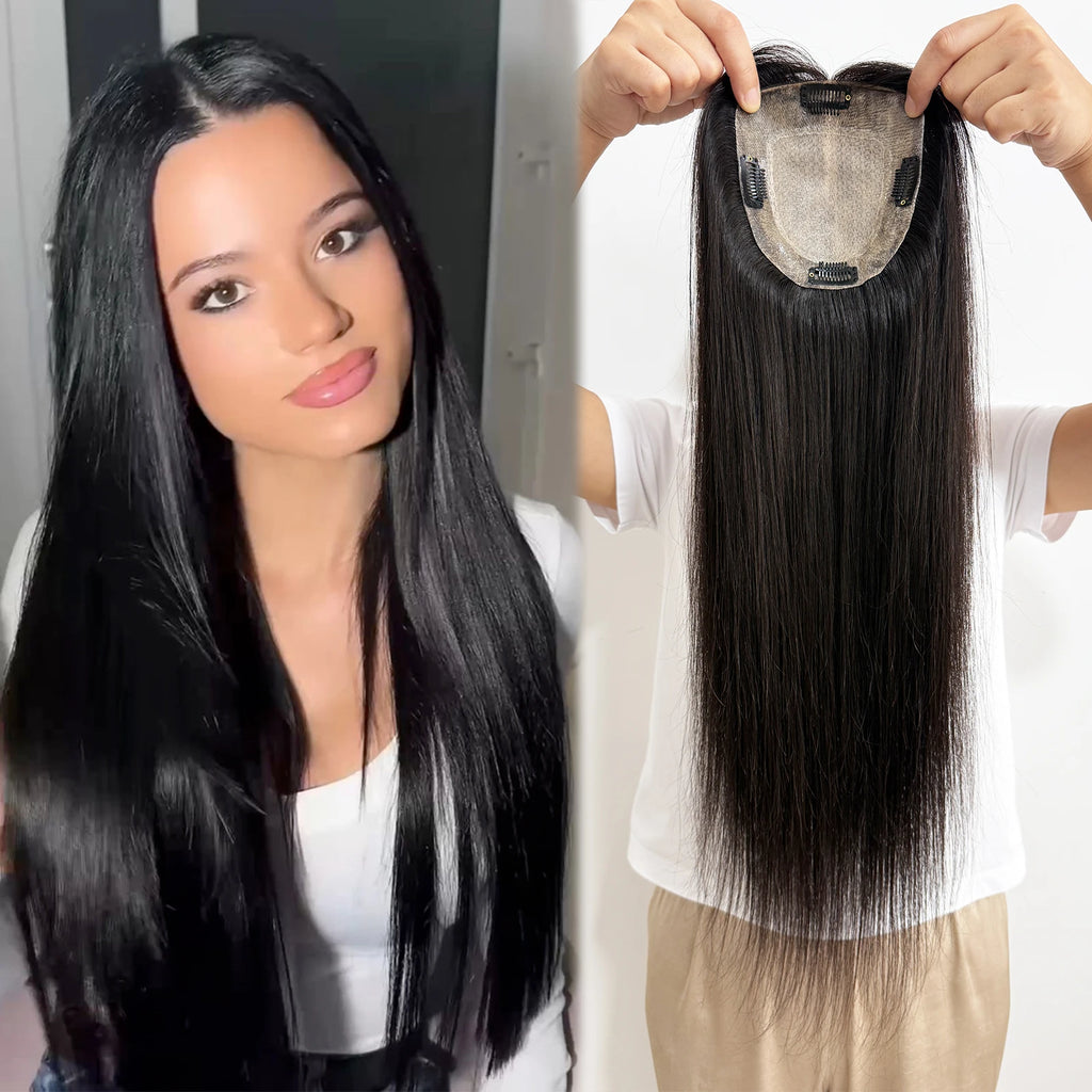 Topper Capillaire Femme Base Soie Cheveux Humains Remy Brésiliens 150% Clips – CLEVI Paris