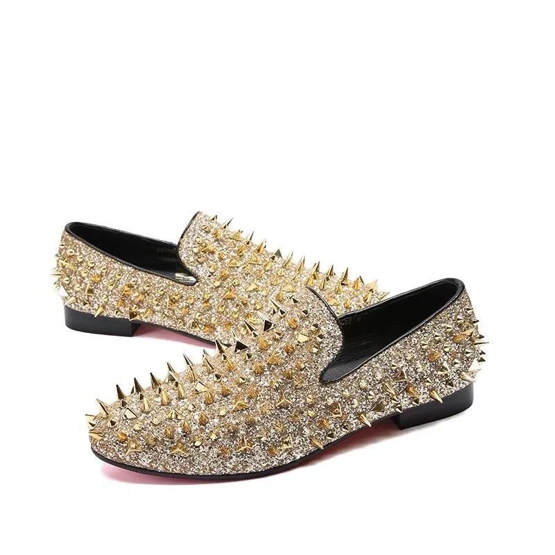 Loafers Luxe Homme Cuir Véritable Spikes Argentés & Dorés Slip-On – 14 Coloris, Tailles EU37-48 – CLEVI Paris