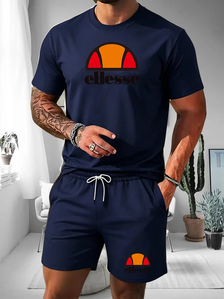 Ensemble 2 Pièces Homme T-shirt Col Rond + Short Cordon Été 2026 – Casual Sport, 20 Coloris, S à XXL – CLEVI Paris