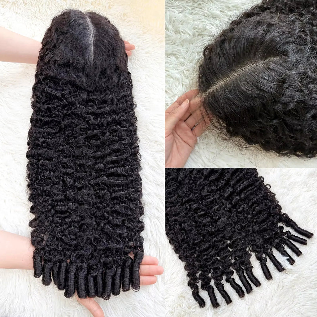 Perruque Lace Frontal Cheveux Humains Curly Burmese HD Transparent 7x6 13x4 13x6 Densité 200-220% 18-46 Pouces – CLEVI Paris