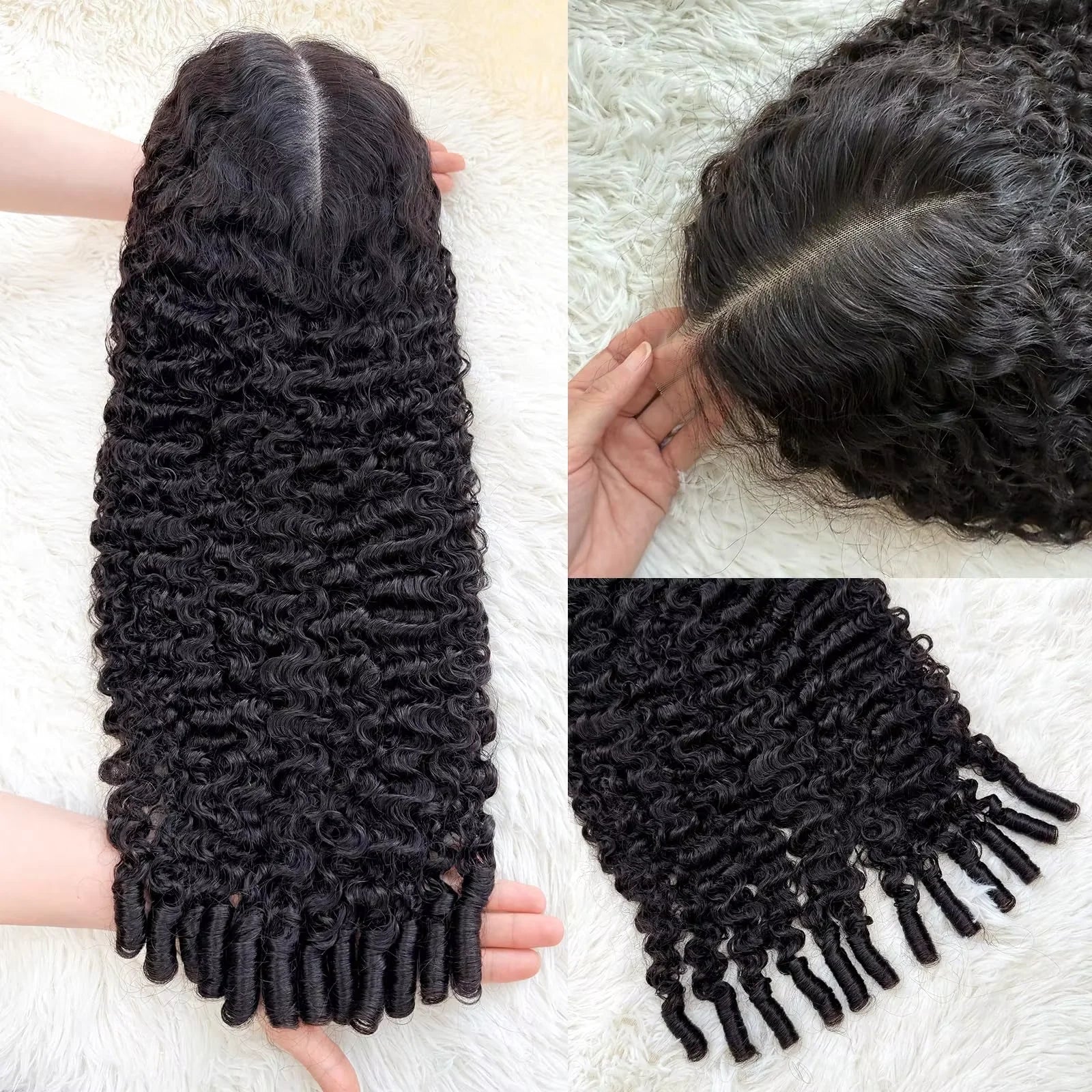 Perruque Lace Frontal Cheveux Humains Curly Burmese HD Transparent 7x6 13x4 13x6 Densité 200-220% 18-46 Pouces – CLEVI Paris
