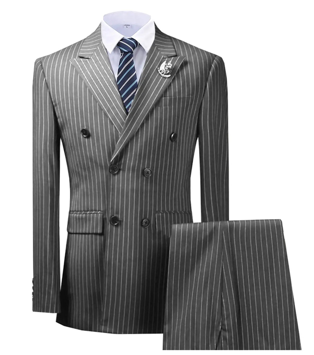 Costume 2 pièces homme rayé double boutonnage – CLEVI Paris