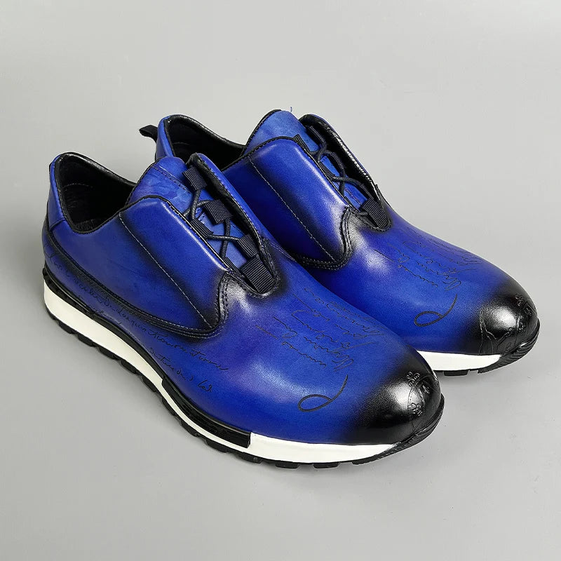 Sneakers en cuir à motif lettres pour homme – CLEVI Paris