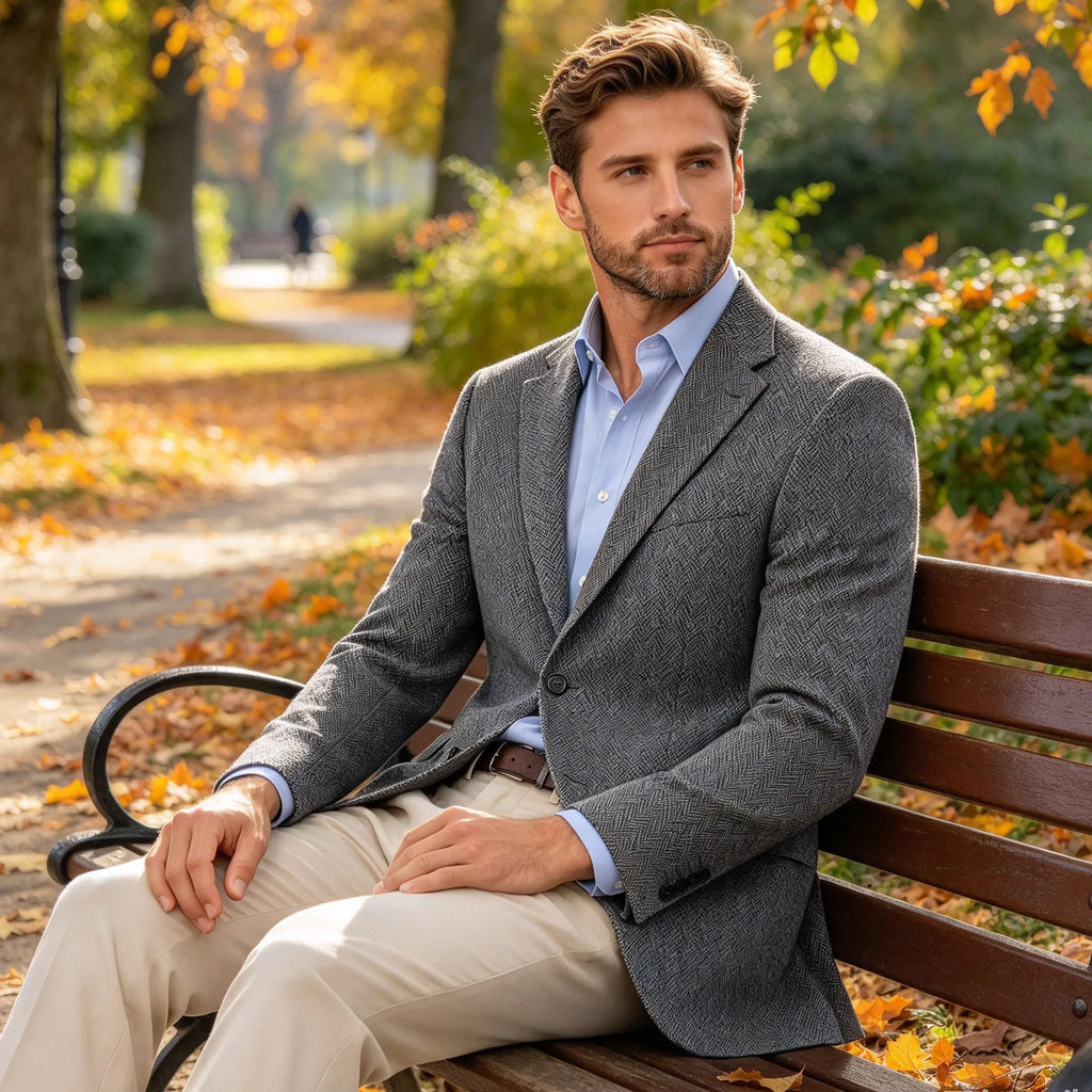 Blazer homme à chevrons et deux boutons – CLEVI Paris